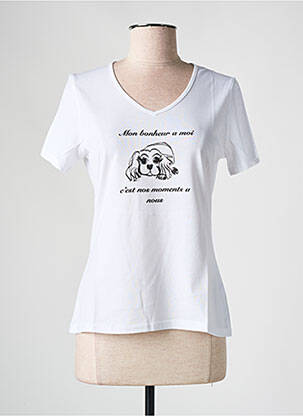T-shirt col v manches courtes blanc LES BONHEURS DE SOPHIE femme