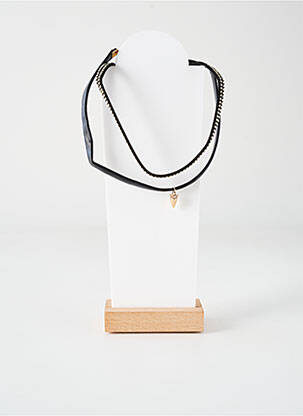 Collier fermeture fermoir mousqueton noir TATA GISELE femme