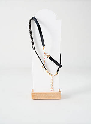 Collier fermeture fermoir mousqueton noir TATA GISELE femme