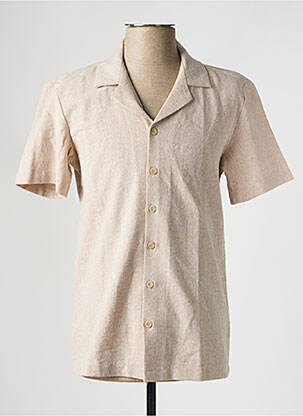 Chemise manches courtes col tailleur beige DEFACTO homme