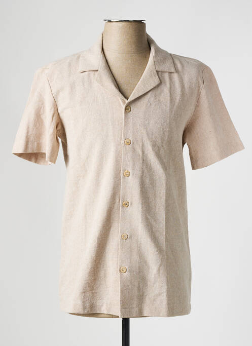 Chemise manches courtes beige DEFACTO pour homme