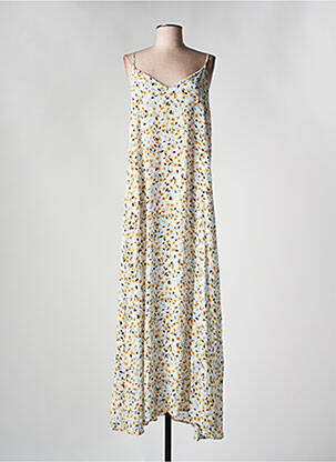 Robe longue manches bretelles ajustables fines bretelles jaune CHERRY PARIS femme