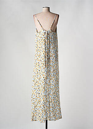 Robe longue imprimé fleurs fines bretelles jaune CHERRY PARIS femme
