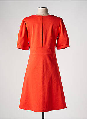 Robe mi-longue manches 3/4 manches 3/4 orange ICHI femme