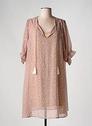 Robe courte coupe fluide manches 3/4 orange CREAM femme
