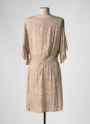 Robe mi-longue coupe fluide manches 3/4 marron YAYA femme
