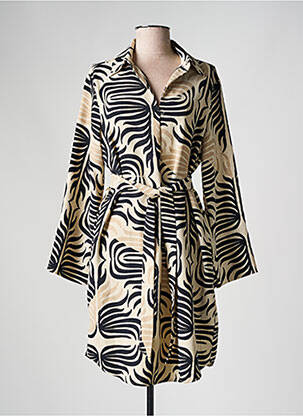 Robe courte manches 3/4 manches 3/4 beige YAYA femme
