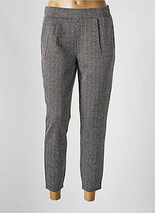 Pantalon chino taille à pinces taille haute gris ICHI femme