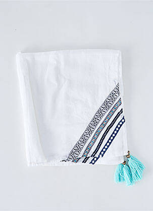 Paréo tissage popeline blanc LARA-ETHNICS femme