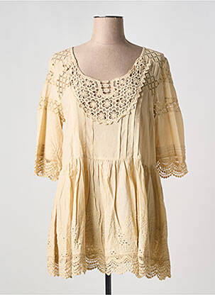 Robe de plage manches 3/4 beige PINK P femme