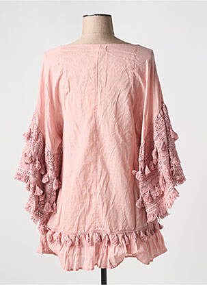 Robe de plage manches 3/4 rose LARA-ETHNICS femme