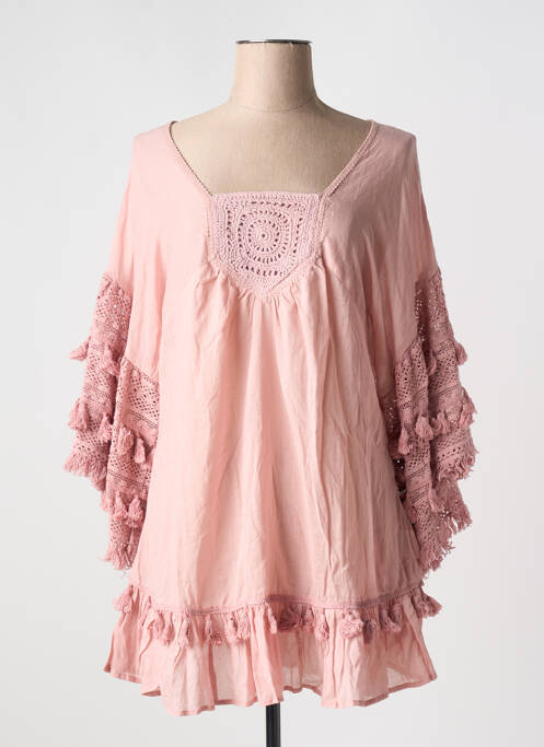Robe de plage rose LARA-ETHNICS pour femme