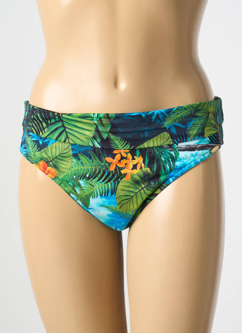 Bas de maillot de bain imprimé fantaisie culotte vert GRAIN DE SABLE femme