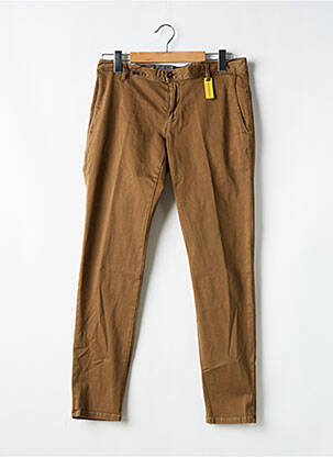 Pantalon chino tissage popeline taille basse marron ALBERTO homme