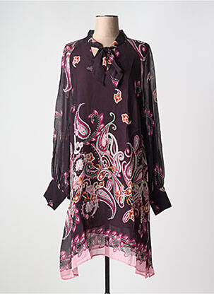 Robe mi-longue coupe fluide manches longues violet MAT. femme