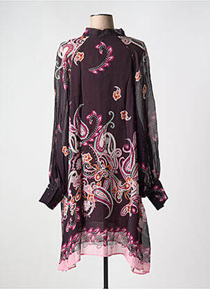 Robe mi-longue coupe fluide manches longues violet MAT. femme