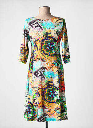 Robe mi-longue manches 3/4 manches 3/4 vert OLIVER JUNG femme