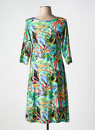 Robe mi-longue imprimé fleurs manches 3/4 noir OLIVER JUNG femme