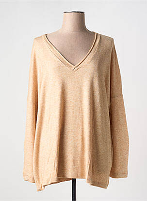 Pull tissage chiné manches longues orange SEMIOLOGY femme
