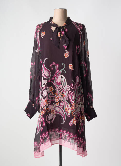 Robe mi-longue coupe fluide manches longues violet MAT. femme