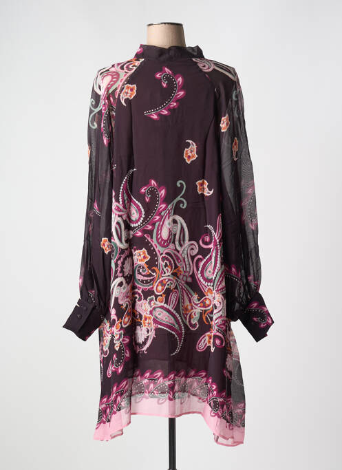 Robe mi-longue coupe fluide manches longues violet MAT. femme