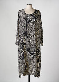 Robe mi-longue imprimé fantaisie manches longues noir G!OZE femme