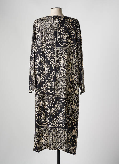 Robe mi-longue imprimé fantaisie manches longues noir G!OZE femme