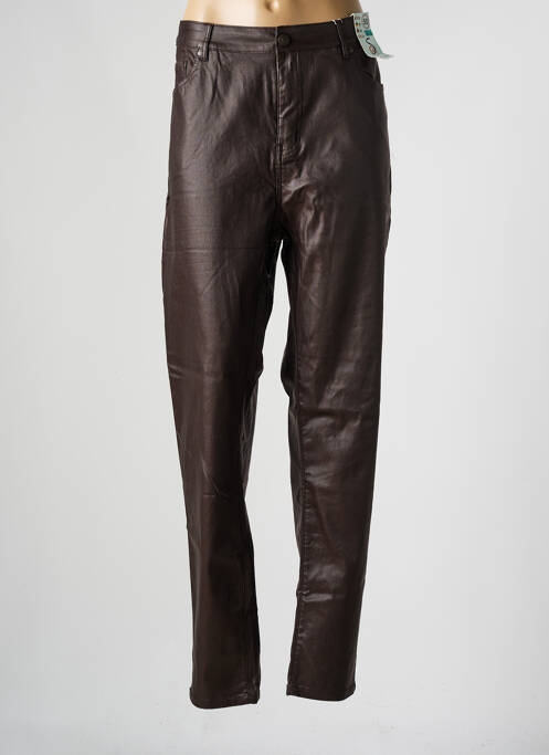 Pantalon slim tissage enduit taille normale marron S.QUISE femme