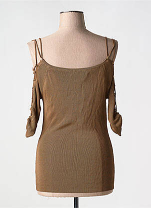 Pull col v manches 3/4 marron ETINCELLE femme