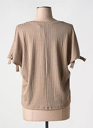 Pull coupe cintrée manches courtes marron CREAM femme