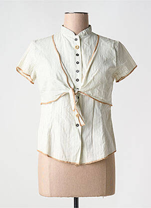 Chemisier coupe cintrée manches courtes beige ROSA ROSAM femme