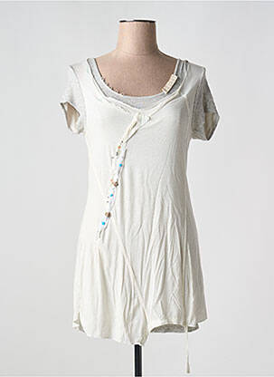 Tunique manches courtes tissage jersey beige ELISA CAVALETTI femme