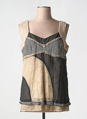 Tunique sans manche tissage crêpe beige ELISA CAVALETTI femme