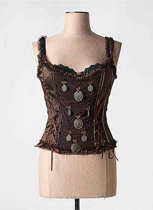 Corset broderie marron EMPHASIS femme