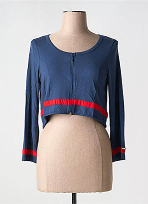 Gilet manches longues col rond bleu MALOKA femme