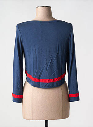 Gilet manches longues col rond bleu MALOKA femme