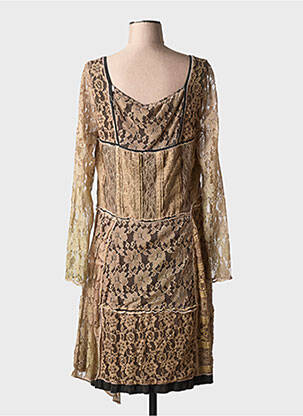 Robe mi-longue manches longues manches longues beige ELISA CAVALETTI femme