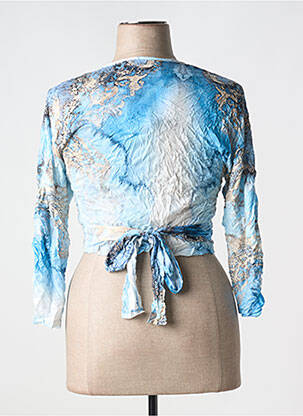 Gilet cache-cœur stretch bleu LAUREN VIDAL femme