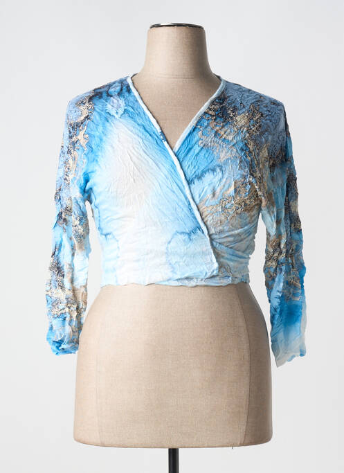 Gilet cache-cœur bleu LAUREN VIDAL pour femme