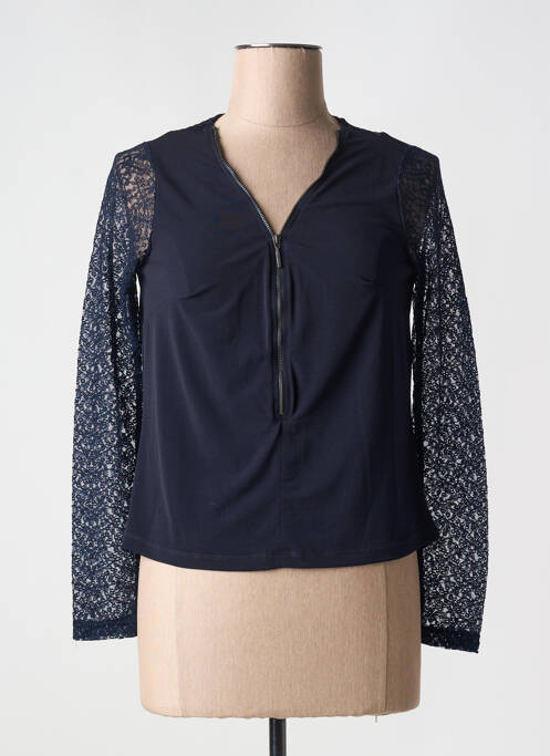 Gilet manches longues bleu MALOKA pour femme