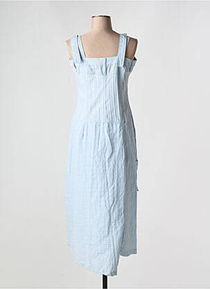 Robe mi-longue coupe cintrée fines bretelles bleu LAUREN VIDAL femme