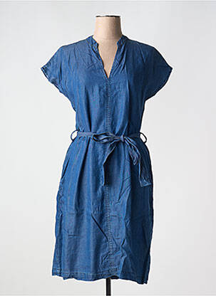 Robe mi-longue manches courtes manches courtes bleu LA FEE MARABOUTEE femme
