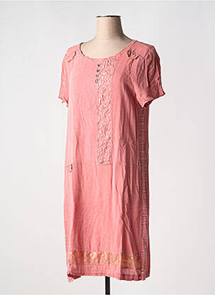 Robe mi-longue coupe fluide manches courtes rose ELISA CAVALETTI femme