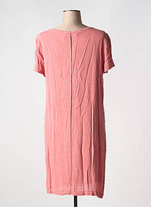 Robe mi-longue coupe fluide manches courtes rose ELISA CAVALETTI femme