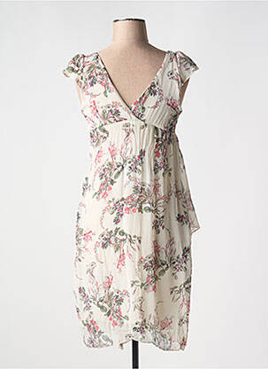 Robe mi-longue imprimé fleurs sans manche rose POUSSIERE D'ETOLE femme