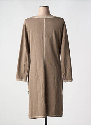 Robe mi-longue imprimé fantaisie manches longues marron ELISA CAVALETTI femme