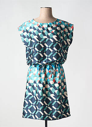 Robe mi-longue manches courtes manches courtes vert LA FEE MARABOUTEE femme
