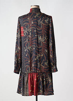 Robe courte coupe évasée manches longues noir LAUREN VIDAL femme