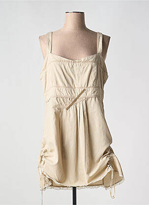 Robe courte tissage crêpe fines bretelles beige SALT & PEPPER femme