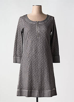 Robe mi-longue manches 3/4 manches 3/4 gris MALOKA femme